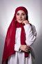 Claret Red Practical Ready-made Interlaced Bonnet Shawl Chiffon Cross 2001_16 - 5