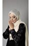 Cream Practical Ready-made Snap-on Hijab Shawl Knitted Fabric with Stone Star Pattern 2118Y_40 - 3