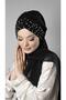 Black Practical Ready-made Interlocking Bonnet Shawl Chiffon Self-Sewn Bonnet Stone Handmade Embroidered 1450_01