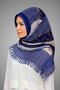 Navy Blue Practical Ready-made Interlocking Hijab Scarf Staple Fiber Pleated Flower Patterned 1818d4_02 - 2