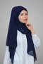 Navy Blue Practical Ready-made Interlocking Bone Shawl Chiffon Self-Sewn Bonnet Three-Striped 1451_02