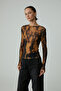 Sarai Women's Print Long Sleeve Slim Fit Print Blouse