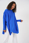 15783 Slit Poncho Sweater - A.cobalt blue - 3