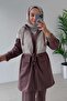 Rope Binding - 2-Piece Hijab Set with Double Pocket Cover, Brown - 4