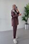 Rope Binding - 2-Piece Hijab Set with Double Pocket Cover, Brown - 2