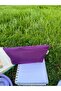 Purple Linen Washable Zippered Single Compartment Cloth Pen Holder Pencil Case Wallet Makeup Bag - 7