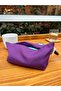 Purple Linen Washable Zippered Single Compartment Cloth Pen Holder Pencil Case Wallet Makeup Bag - 5