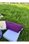 Purple Linen Washable Zippered Single Compartment Cloth Pen Holder Pencil Case Wallet Makeup Bag - 3
