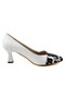 Laura White Leopard Pointed Toe Classic Thin Heeled Shoes - 4