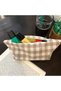Beige Gingham Washable Zippered Single Compartment Cloth Pen Holder Pencil Case Wallet Makeup Bag - 8