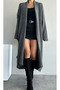 Women's Anthracite Shawl Collar Long Knitwear Soft Textured Knitwear Cardigan - 4