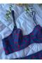Lacy Underwire Metal Accessory Detailed Cobalt Blue Heart Women's Underwear Set Bra Set - 3