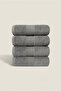 4-Piece Hand Face Towel Set 100% Cotton Certified Bathroom |   Kitchen Dowry 50X90Cm Gray - 5