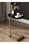 C-Shaped Nordic Coffee Table, 45x30x60cm, Black/Gold Metal, Sofa Side/End Table