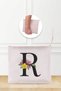 Letter R Patterned Linen Makeup Bag