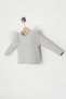 Gray Girl's Ribbed Knitted Tulle Ruffled Body - 6