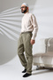 Men's Cargo Pants with Side Pockets and Elastic Waist for Hajj and Umrah, Green - 4