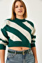 Women's Emerald Green Oversize Patterned Knitwear Sweater 60351304 - 4