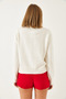 Women's Ecru Heart Buttoned Knitwear Cardigan 241075 60261233 - 4