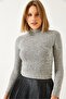 Women's Gray Half Turtleneck Blouse 4001 60261210