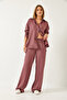 Women's Plum Fish Scale Fabric Top and Bottom Set 6003 60351296 - 6
