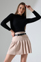 Pleated Belt Li Knit Skirt – Elastic Waistband, Corded Fabric , Soft-Textured , Gift Product - 2