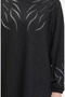 Rhinestone Dress with Elastic Sleeves 0547-04 Black - 4