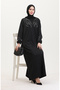 Rhinestone Dress with Elastic Sleeves 0547-04 Black