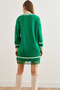 Women's Grass Green V Neck Lace Detailed Knitwear Dress Elb- 19002283 - 7
