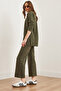 Women's Khaki Top and Bottom Selanik Set Tkm-19000323