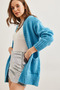 Women's Blue Pocketed Soft Textured Knitwear Cardigan Hrk- 19000324 - 3