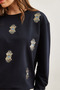 Women's Navy Blue Eye Embroidered Seasonal Sweatshirt Swt-19000598 - 6