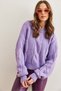 Women's Lilac Thick Hair Braided Soft Textured Knitwear Sweater Kzk- 19000902 - 4