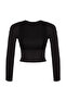 Black Backless Fitted/Body-Hugging Cotton Stretchy Knitted Blouse TWOAW24BZ00173 - 8