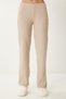 Women's Beige Soft Crop Loose Pants Knitted Suit An00222 - 7