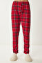 Women's Red Ecru Patterned Soft Textured Knitted Pajama Bottoms Ce00089 - 4