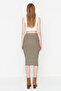 Beige Midi Pencil Knitwear Skirt TWOAW20DU0006 - 5