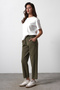 Haki Beli Lastikli Gabardin Pamuklu Pantolon TWOSS25PL00036 - 3