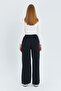 Siyah Cep Detaylı Kot Görünümlü Wide Leg/Geniş Paça Dokuma Pantolon TWOSS25PL00076 - 6
