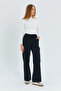 Siyah Cep Detaylı Kot Görünümlü Wide Leg/Geniş Paça Dokuma Pantolon TWOSS25PL00076 - 3