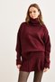 Women's Burgundy Top Sweater Bottom Mini Skirt Knitwear Set Tkm-19000260 - 2