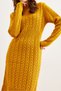 Women's Mustard Waistband Slit Hair Knit Mini Dress Elb- 19002289 - 5