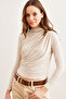 Women's Crocodile Stone Drape Detailed Boat Neck Blouse Blz- 19002807 - 2