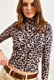 Women's Beige Leopard Drape Detailed Flowy Stylish Blouse Blz- 19002712 - 5
