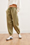 Women's Nefti Green Loose Thick Sweatpants with Pockets and Fleece Inside Eşf-00000080 - 3