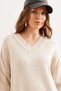 Women's Stone V Neck Knitwear Tunic Dress Elb- 19002280 - 4