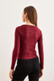 Women's Zebra Burgundy Boat Neck Sandy Blouse Blz- 19002803 - 6