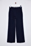 Koyu Lacivert Kemer Detaylı Wide Leg/Geniş Paça Dokuma Pantolon TWOAW24PL00341 - 9
