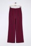 Burgundy Pleated Wide Leg Woven Trousers Twoaw25Pl00113 - 8