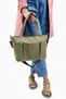 Women's Khaki Green Canvas Fabric 3 Front Eyelets Zipper Closure Column Strap Handbag & Shoulder Bag - 6